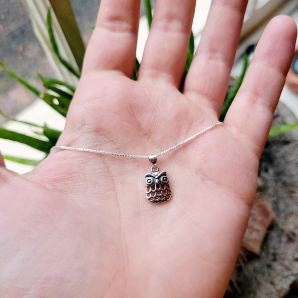 Jewelry - Handmade New 925 Sterling Silver Dainty Owl Necklace